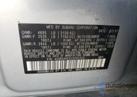 2018 Subaru Outback 2.5I Limited from USA, damaged, VIN 4S4BSANC6J3202333